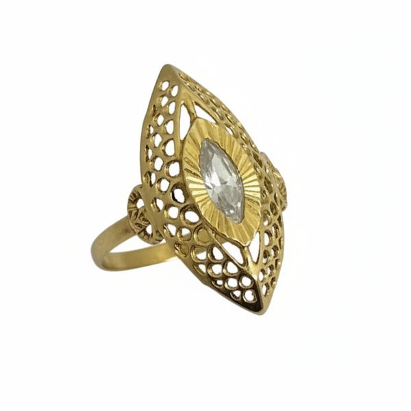 Bague Marquise Or Jaune 18 Carats avec Oxyde