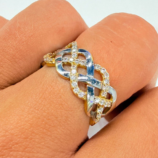 Bague Tressée en Or Jaune 18K - 3.32g - Taille 54