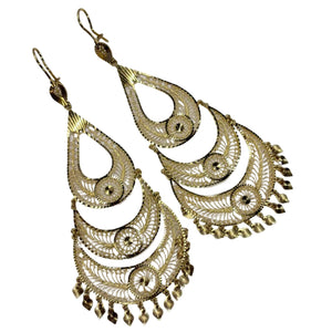 Boucles d'oreilles pendantes en or jaune 18K - 22.20gr