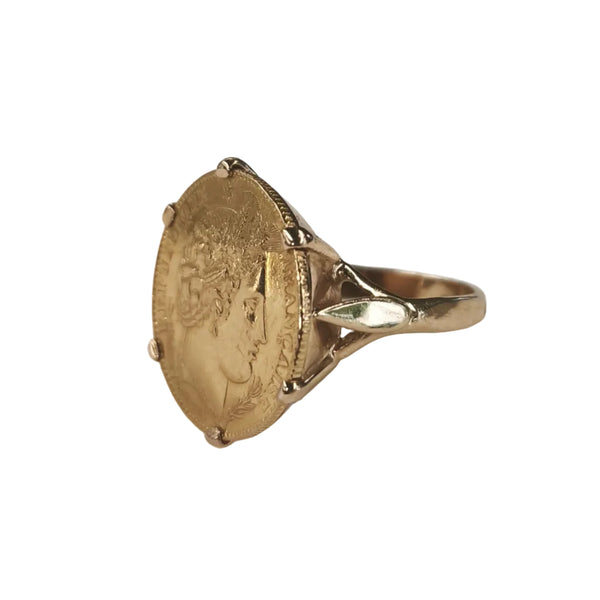 Chevalière en Or jaune Pièce 10 Francs - 6.12G - Taille 56