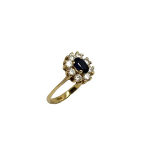Bague Marguerite Or Jaune avec Oxyde de Zirconium et Saphir 18k