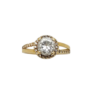 Bague Solitaire Or Jaune 18K avec Oxyde de Zirconium