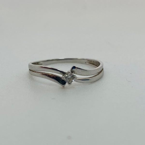 Bague Solitaire Or Blanc avec Diamant 18K