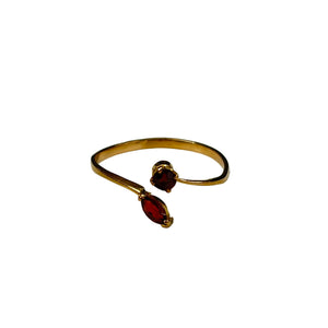 Bague Or Jaune Empierrée avec 2 Grenats