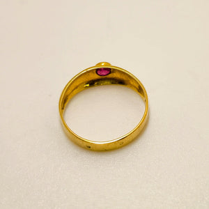 Bague Jonc Or Jaune 18K avec un Grenat