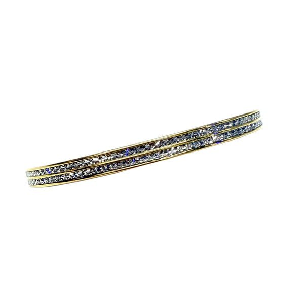 Bracelet Jonc Or Jaune et Blanc Martelé 18K - 11.26g