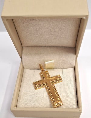 Pendentif Croix Or Jaune 18K Tête d'Aigle