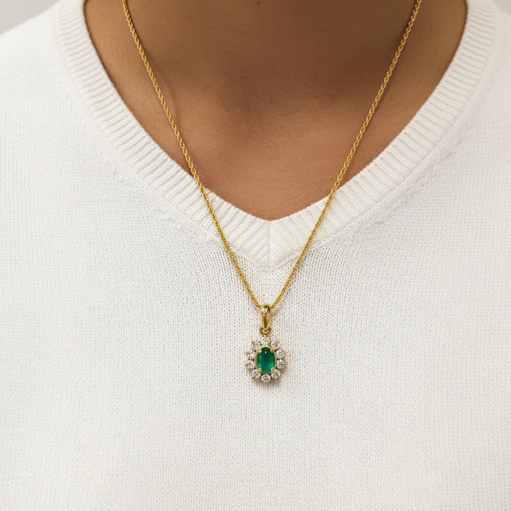 Pendentif Or Jaune Fleur avec Oxyde de Zirconium 18K - 2.10Grs
