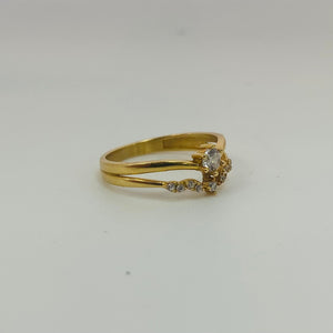 Bague Or Jaune 18K avec 10 Oxyde de Zirconium