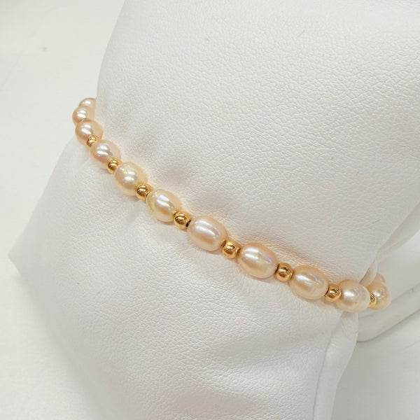 Bracelet avec perles d'eau douce en Or jaune 18K