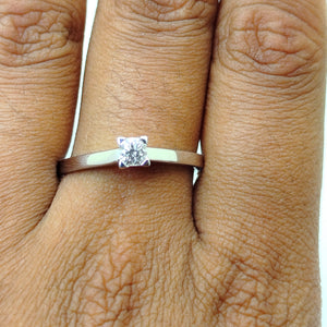 Solitaire en Or Blanc 18K Diamants- Taille 57 - 2.8G