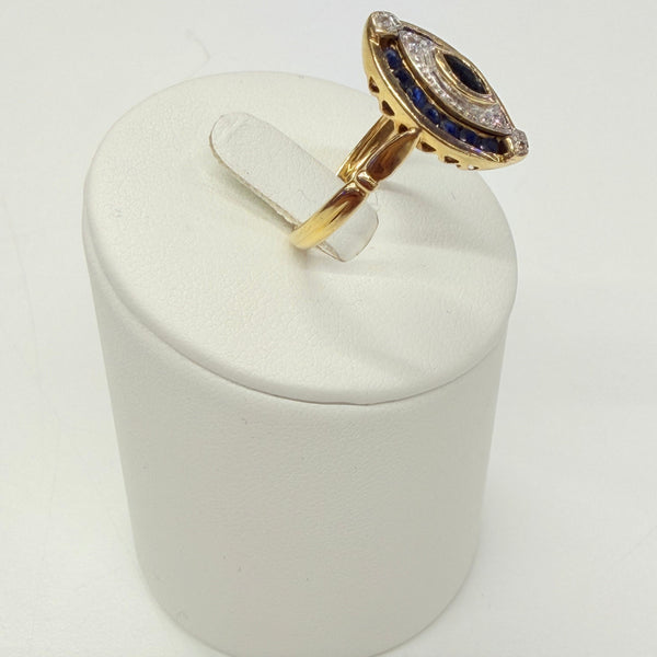 Bague Marquise en Or Jaune et Blanc 18 K - Taille 54 - 4.16 G