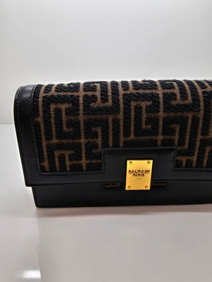 Sac à main Balmain en toile jacquard noir et kaki