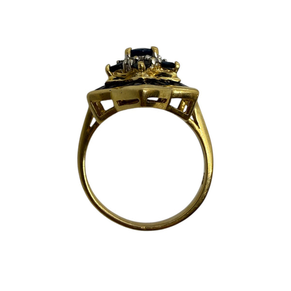 Sublime bague en or jaune avec saphirs et diamants