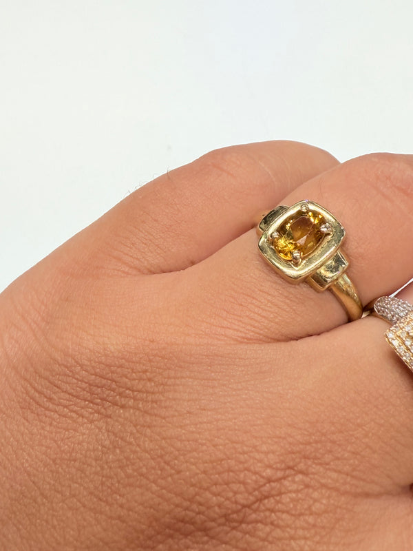 Bague Or 18k Citrine Tête d'Aigle Taille 56