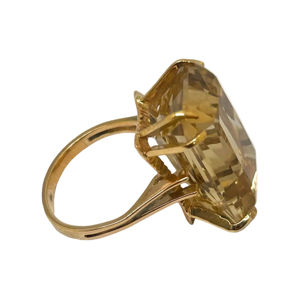 Bague Ancienne Or Jaune 18K avec Citrine 52