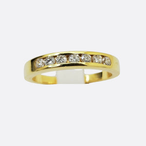 Bague Demi Tour en Or Jaune 18K et Diamants - Taille 55 -4.07g