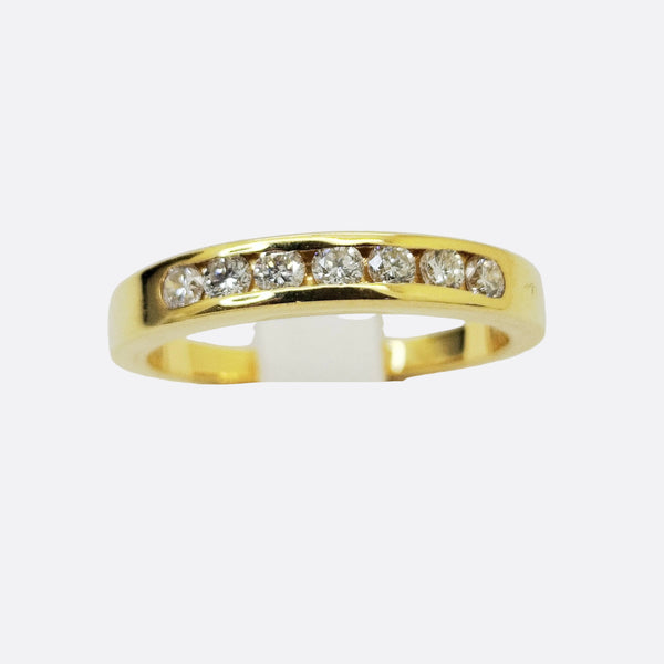 Bague Demi Tour en Or Jaune 18K et Diamants - Taille 55 -4.07g