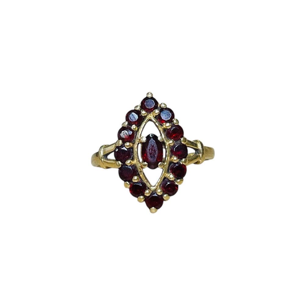 Baguette en or jaune 18 carats avec grenats