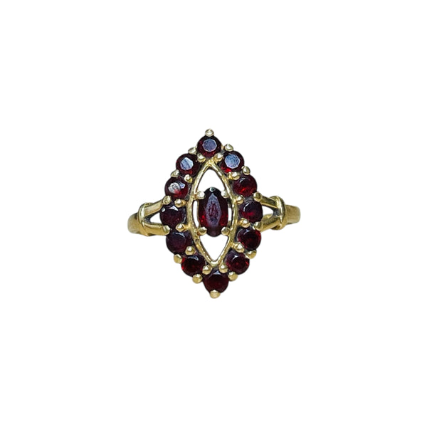 Baguette en or jaune 18 carats avec grenats