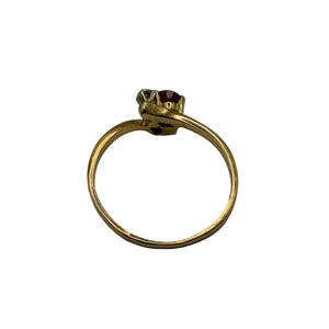 Bague Or Jaune avec Diamants et Rubis 18K
