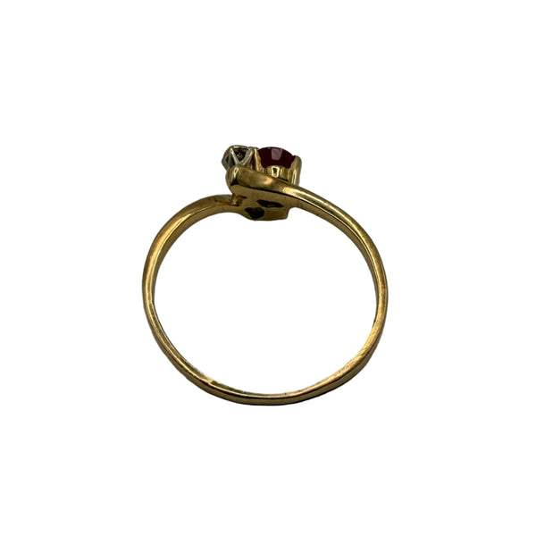 Bague Or Jaune avec Diamants et Rubis 18K