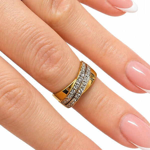 Bague Bandeau en Or Jaune 18 K - Taille 54 - 3.44 G