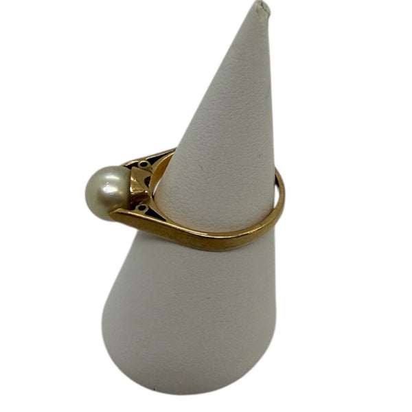 Bague en Or jaune 18 carats avec perle – Taille 53 3.86 Grs
