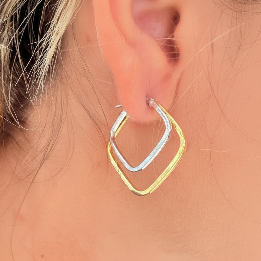 Créoles en Or Jaune et Blanc 18K