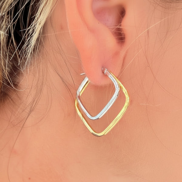 Créoles en Or Jaune et Blanc 18K