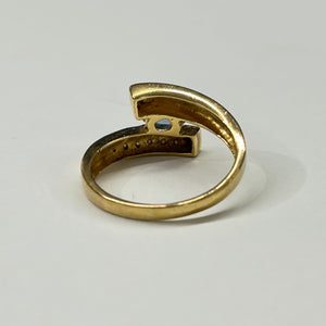 Bague en Or Jaune 18 K avec Diamants et Saphir