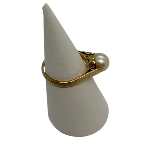 Bague en Or jaune 18 carats avec perle – Taille 53 3.86 Grs