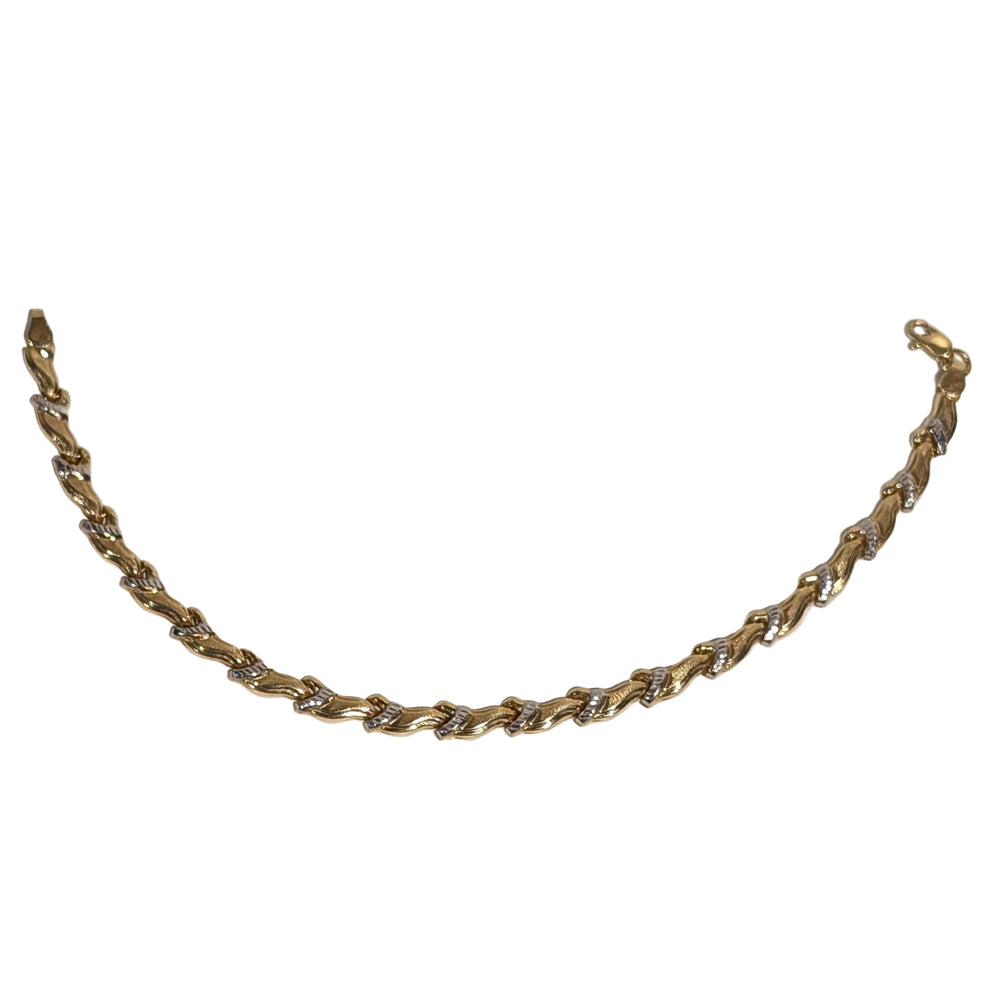 Bracelet Maillon Fantaisie Or Jaune et Blanc 18 K - 5,81 g