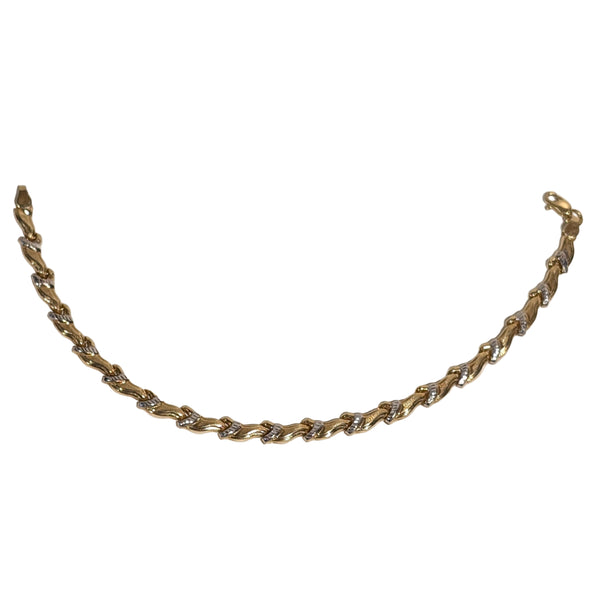 Bracelet Maillon Fantaisie Or Jaune et Blanc 18 K - 5,81 g