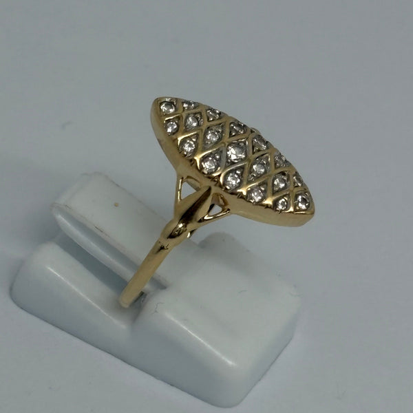 Bague Marquise en Or Jaune 18K - Taille 56 - 2.87g
