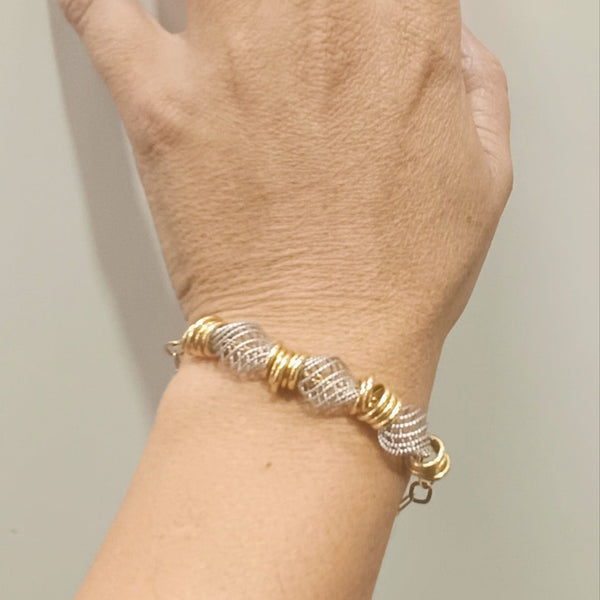 Bracelet Maillon en Or Jaune et Or Gris 18 Carats