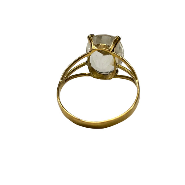 Bague Or Jaune 750, Taille 58, Topaze Blanche
