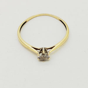 Bague Solitaire Or Jaune 18K avec Zirconium - T57 - 1.04gr