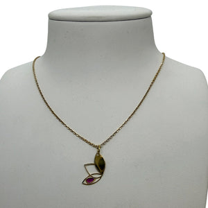 Pendentif fantaisie en or jaune avec pierre rouge 18K - 0.60 G