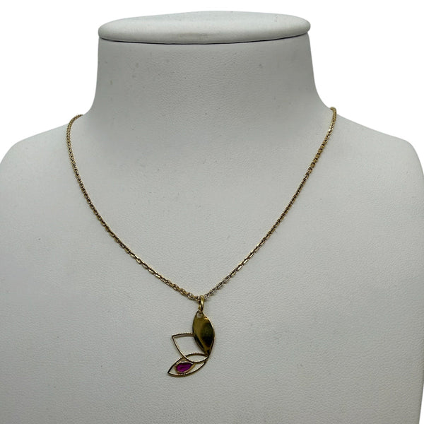 Pendentif fantaisie en or jaune avec pierre rouge 18K - 0.60 G