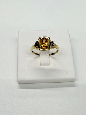 Bague Or 18k Citrine Tête d'Aigle Taille 56