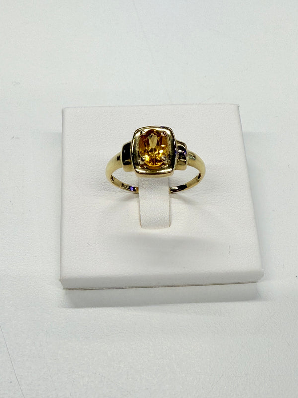 Bague Or 18k Citrine Tête d'Aigle Taille 56