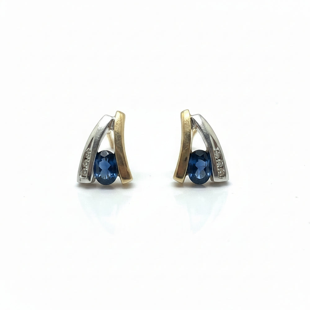 Boucles d'Oreilles Or Jaune et Or Blanc 18 K