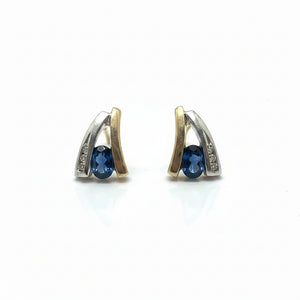 Boucles d'Oreilles Or Jaune et Or Blanc 18 K