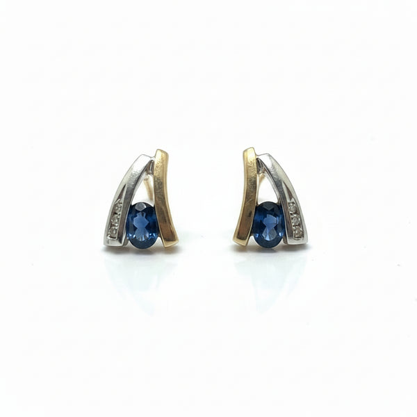 Boucles d'Oreilles Or Jaune et Or Blanc 18 K