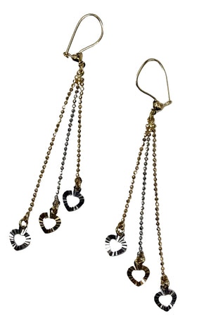 Boucles d'oreilles pendantes en or Jaune et Blanc 18k - 3.49 G