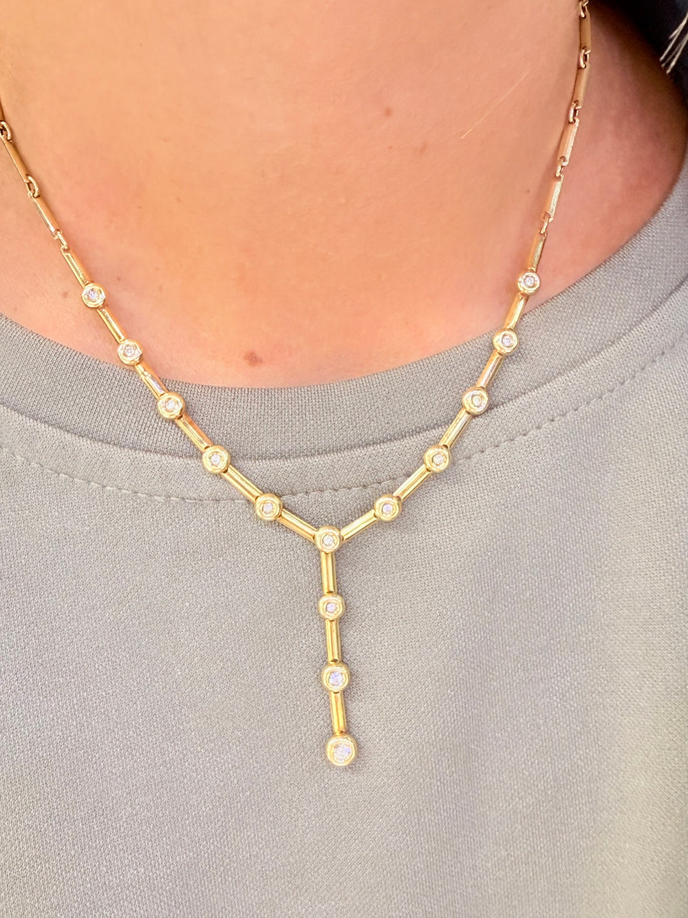 Collier Rivière Diamants Or Jaune 18K 10.86 Grs