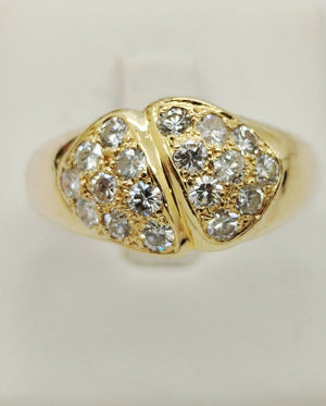 Bague Or Jaune 18 Carats Diamants Empierrée