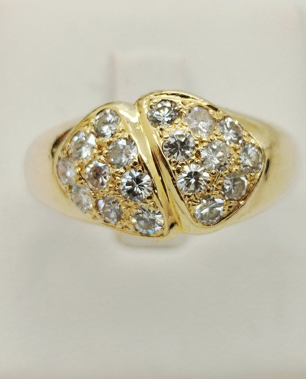 Bague Or Jaune 18 Carats Diamants Empierrée