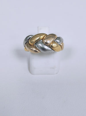 Bague tressée en or jaune et gris 18K T.55